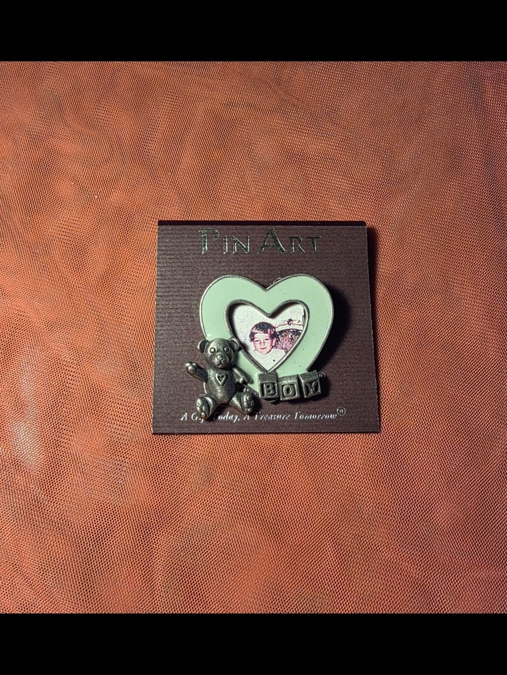 Vintage Pin Art L. Razza Baby Boy Mini Frame Brooch